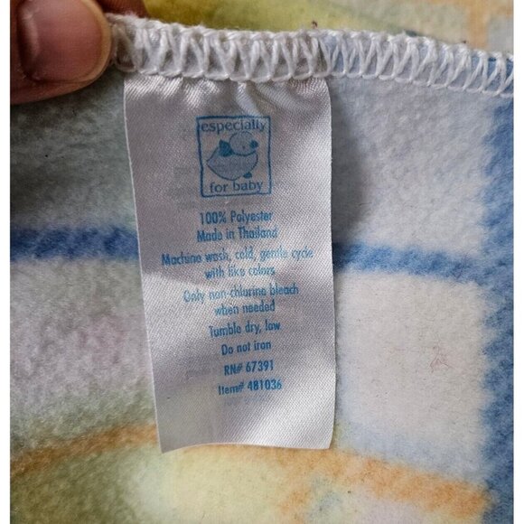 Toys R Us Especially For Baby Blanket Pastel Plaid Blue Yellow Pink Orange - Picture 8 of 8